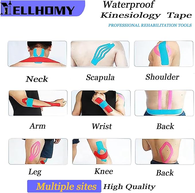 Kinesiology Tape<40 Precut Strips>Pro Elastic Athletic Tape,Cotton Waterproof Breathable Hypoallergenic Sports Tape for Joints Support & Muscle Pain Relief,Perfect for Any Activity (Black)