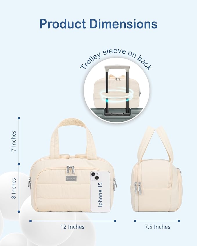 TOPDesign Travel Toiletry Bag for Women, Puffer Large Toiletry Bag, Lightweight Cosmetic Makeup Organizer with Handle for Traveling, Accessories, Essentials, Toiletries (Checkerboard)