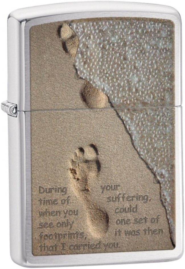 Customized Personalized ZIPPO Footprints in The Sand Chrome Lighter Windproof Oil Lighter Engraving
