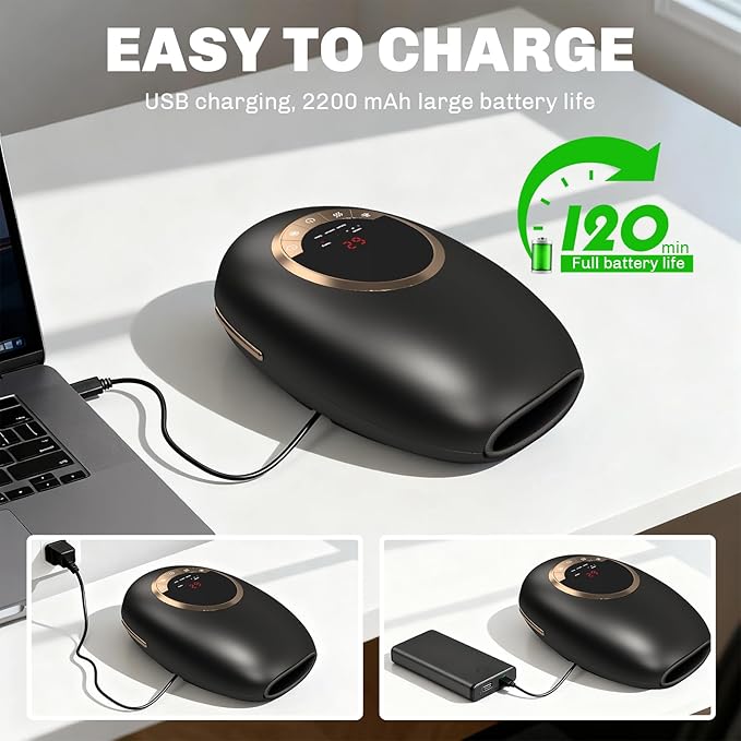 Foruisin Hand Massager with Heat and Compression, 3 Strength Levels & Modes, 10/15/20 Min Timer,Large Size Fits Hands & Forearms Carpal for Arthritis, Pain Relief, Carpal Tunnel(Black, General)