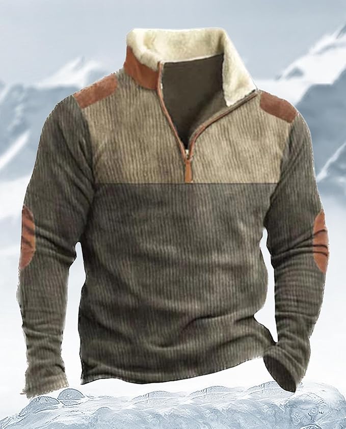 Western Sweatshirts for Men Aztec Retro Pullover Quarter Zip Sweatshirt Mens Stitching Color Fleece Sweatshirt