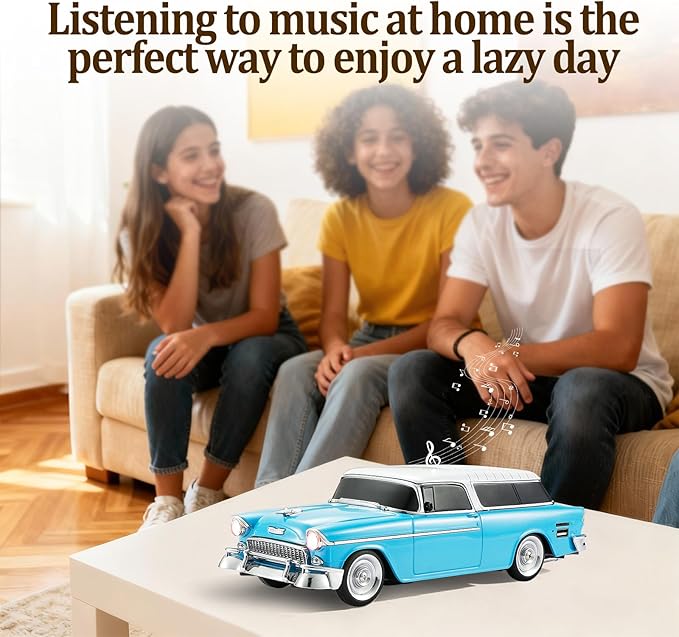 Retro car-Shaped Bluetooth Speaker, high-Definition Sound Quality, TWS Pairing, Multiple Interface outputs, Truck Model Bluetooth Speaker, Suitable for Desktop Decoration, Parties, Beach (Blue)