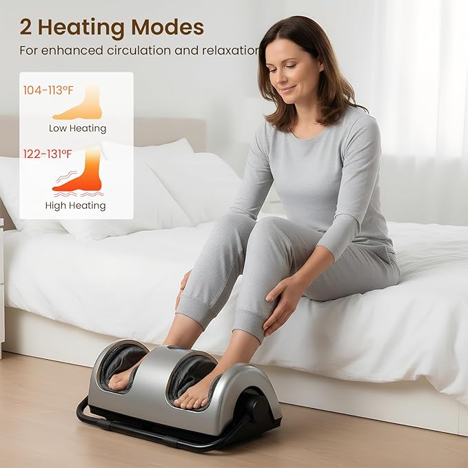 TISSCARE Shiatsu Foot Massager with Heat: FSA Eligible HSA Foot Massager for Neuropathy, Plantar Fasciitis and Pain Relief-Massage Feet/Leg/Calf/Ankle at Home/Office, Gifts for Women and Men(Gray)