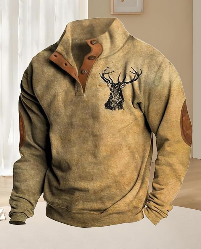 Western Sweatshirts for Men Aztec Retro Pullover Quarter Zip Sweatshirt Mens Stitching Color Fleece Sweatshirt