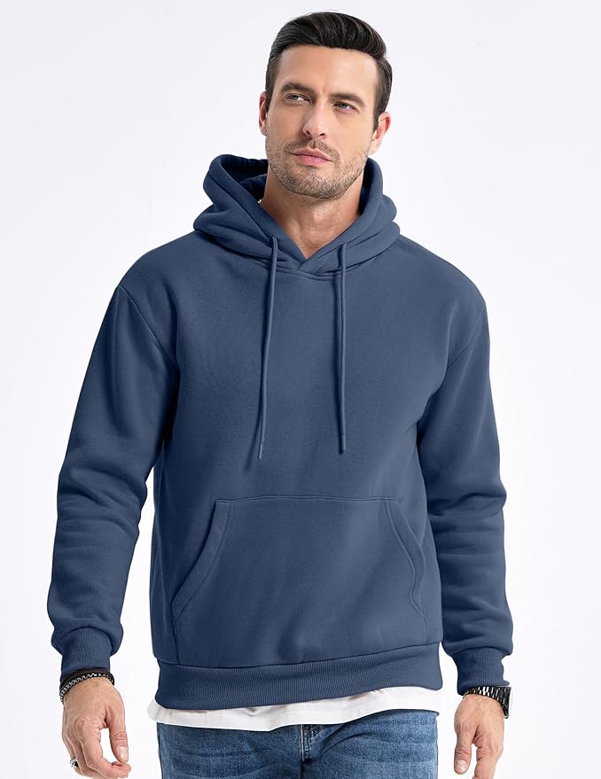 JMIERR Mens Casual Cotton Hooded Collar Drawstring Hoodies Pullover Sweatshirts Casual Long Sleeve Shirts