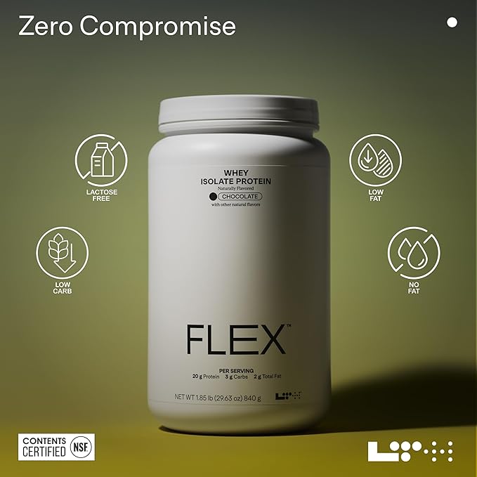 LTH Flex Whey Protein Isolate - Trusted by Life Time Members - for Post-Workout Recovery - Low Fat, No Sugar & Low Carb - NSF Certified for Sport - Chocolate, 30 Servings