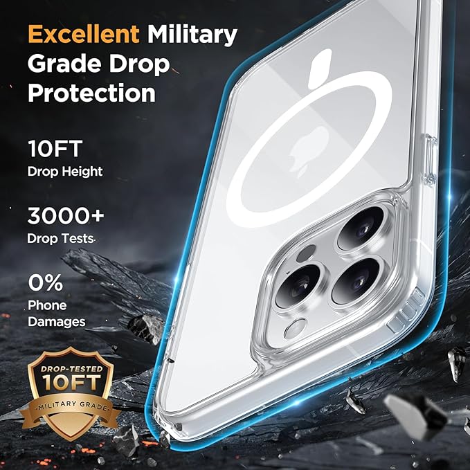 Miracase Magnetic for iPhone 15 Pro Case 6.1 inch (Compatible with MagSafe)（with 2X Screen Protectors）Military-Grade Protection, Anti-Fingerprint Translucent Matte Phone Cover, Clear
