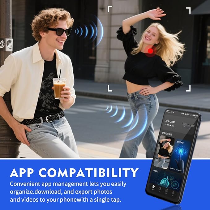 Al Smart Glasses with ChatGPT&800W Camera Video Recording,Sunglasses for Real-TimeTranslation, MusicControl, ElS Stabilization|WiFi/Bluetooth 5.3 Smart Eyewear for Travel, Meeting