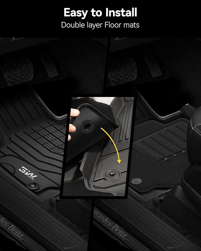 3W Floor Mats BMW X5 2019-2025 2026 40i/45e/50e/50i/M/M50i/M60i, Carpet Double Layer, All Weather TPE Heavy Duty 1st 2nd Row Floor Liner Accessories, Custom Fit