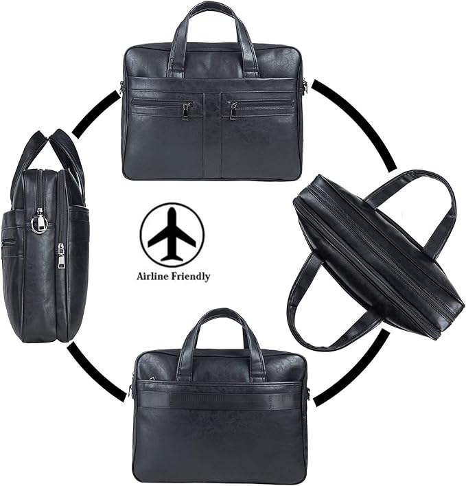 seyfocnia Men's Leather Messenger Bag, Laptop Briefcase Business Satchel Computer