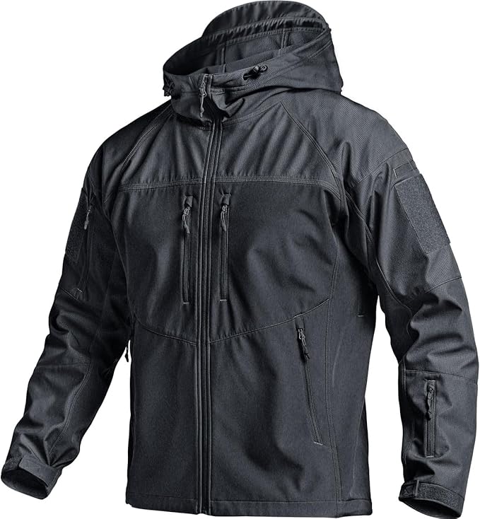 CQR Men's Tactical Softshell Jacket, Winter Warm Fleece Lined Coat, Water Resistant Outdoor Hunting Hiking Rain Windbreaker