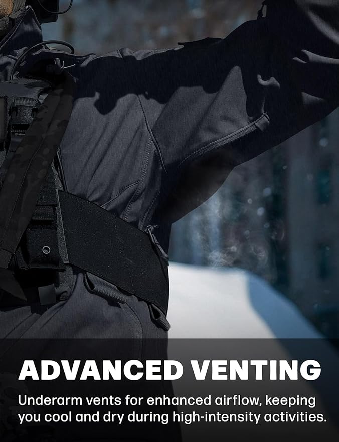 CQR Men's Tactical Softshell Jacket, Winter Warm Fleece Lined Coat, Water Resistant Outdoor Hunting Hiking Rain Windbreaker