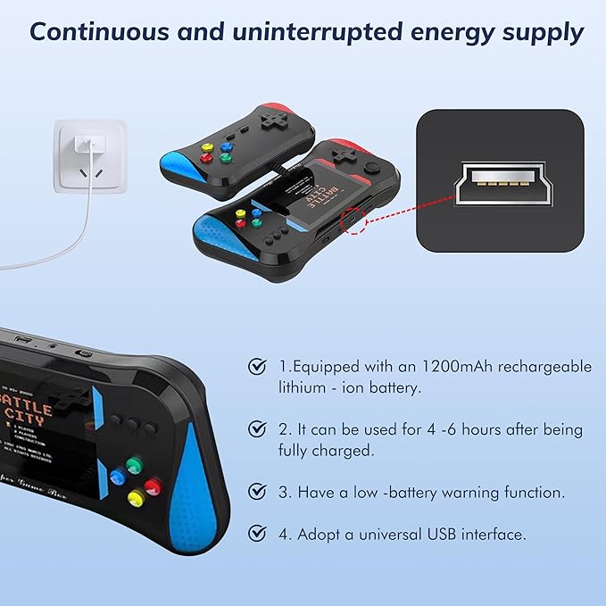 Handheld Game for Kids, Preloaded 500 Retro Video Games, Portable TV Video Gaming Player, Portable Gaming Player Rechargeable Battery 3.5" LCD Screen for Grandkids Christmas Games