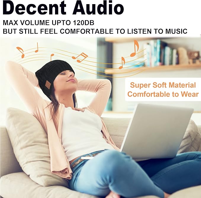 Bluetooth Beanie,Wireless Beanie Headphones Hat Unique Christmas Tech Gifts for Men Women Teen Boys Girls Stocking Stuffers