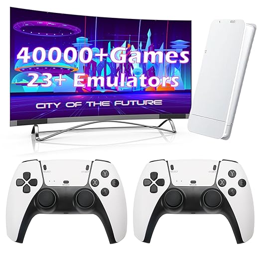 Hikonia Retro Game Console with 40000 Games,Plug & Play Video Game Console 18 Emulators Classic Games,4K HDMI Output for TV,Dual Controllers Birthday Gifts for Boys & Girls 64G