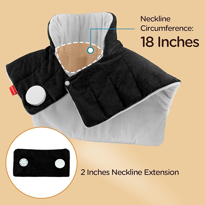 Comfytemp Heating Pad for Neck and Shoulders and Back, 2.6lb Weighted Electric Heat Pad FSA Eligible, Large HSA Heated Wrap, 9 Heat Settings & 11 Timer, Birthday Gifts for Women Men Mom Dad, Black