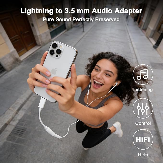 [Apple MFi Certified] 5 Pack Lightning to 3.5 mm Headphone Jack Adapter, iPhone Aux Adapter Converter Dongle Audio Cable Compatible with iPhone 14 13 12 11 X XS 8 7
