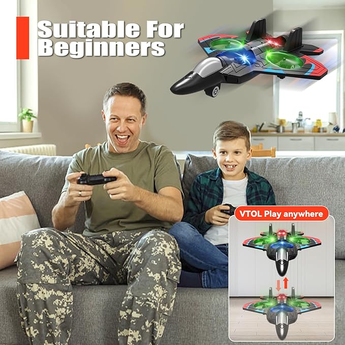 4DRC V32 Foam RC Planes with 4 Batteries, Remote Control Airplanes for Kids Adults 8-16, RC Airplane Drone Helicopter with Light, 360° Flip Fighter Jet Toys, Airplane Toy Gifts for Kids Adults