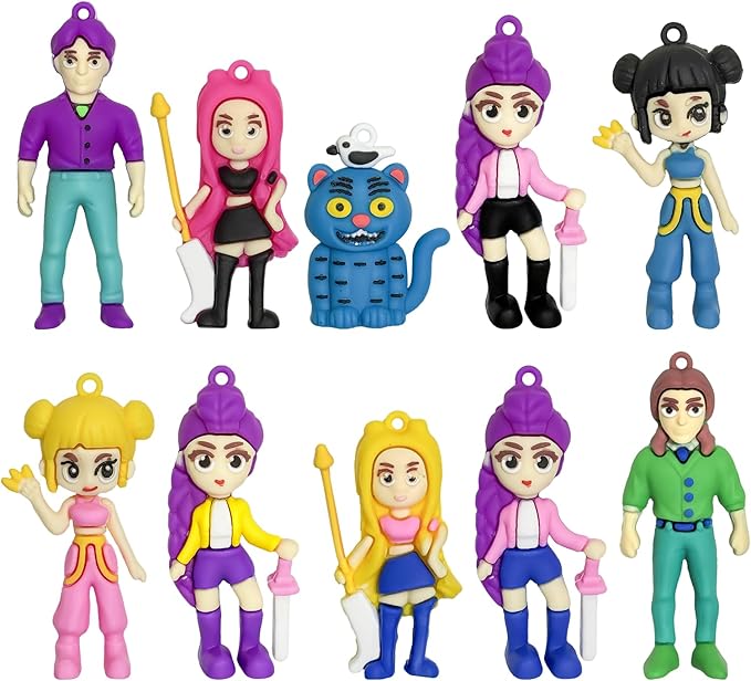 Demon Hunters Action Figures,Korean Idol Demon Doll,Demon Hunters Doll Model Set, Anime Character Figures, Desktop Decorations, Home & Office Decoration Accessories（10 Piece）