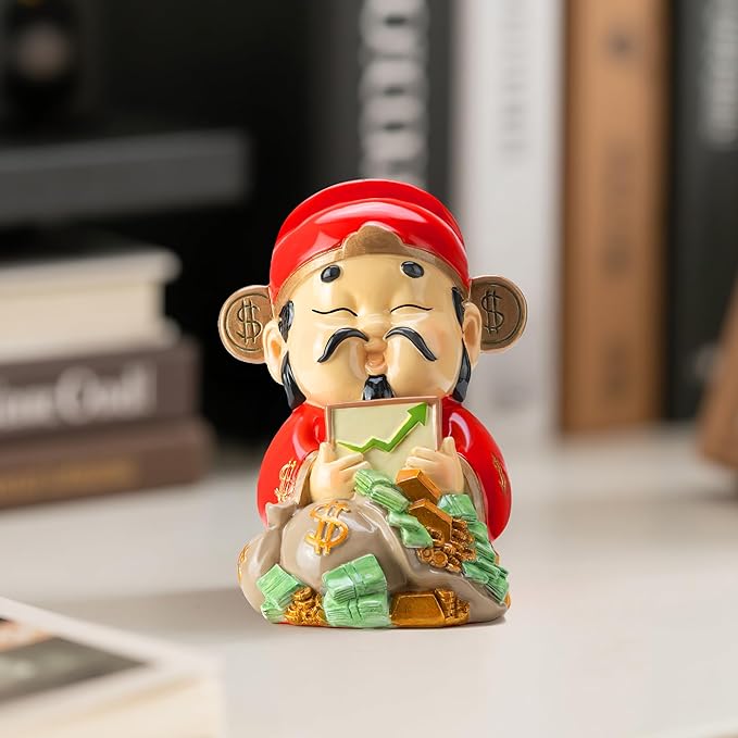 Etlemonde God of Wealth Figurine,Stock Market Luck Statue,Bring Positive Energy to Your Wealth Chinese New Year 2026