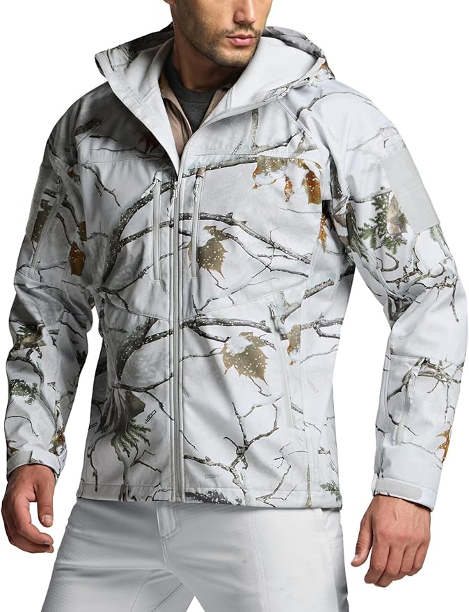 CQR Men's Tactical Softshell Jacket, Winter Warm Fleece Lined Coat, Water Resistant Outdoor Hunting Hiking Rain Windbreaker