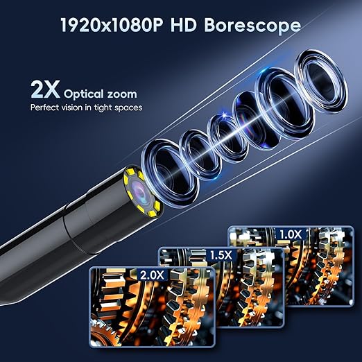 Industrial Endoscope Borescope Camera with Light, 4.3'' HD Digital Handheld Waterproof Sewer Tools Snake Inspection Camera with 8 LED Lights 32.8FT Semi-Rigid Cable, Cool Gift Gadgets for Men