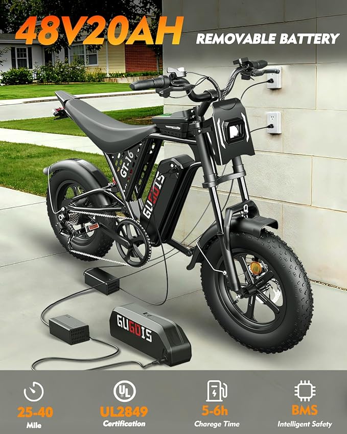 Electric Bike for Adults, 1000W/3000W Peak, 20"-26" Fat Tire Electric Dirt Bike, 48V 15.6Ah/23Ah Battery, Up to 30-35MPH & 45-60 Miles, Full Suspension, Dual Disc Brakes, 7-Speed All-Terrain E-Bike