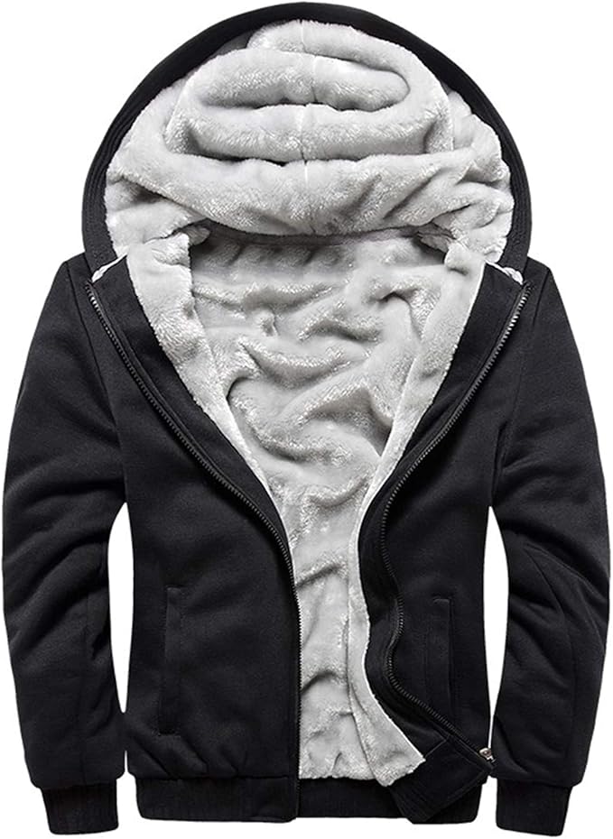 MACHLAB Men's Pullover Winter Workout Fleece Hoodie Jackets Full Zip Wool Warm Thick Coats