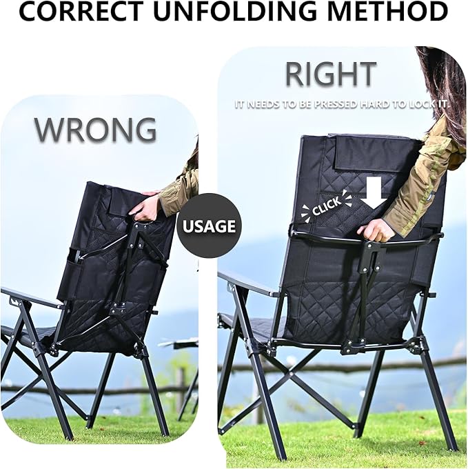Reclining Camping Chair, Heavy Duty Folding Chairs with 4-Stage Adjustable High Back for Adults, Compact Foldable Outdoor Patio Reclining Chair with Storage Bag (Cyan, 2 Pack)