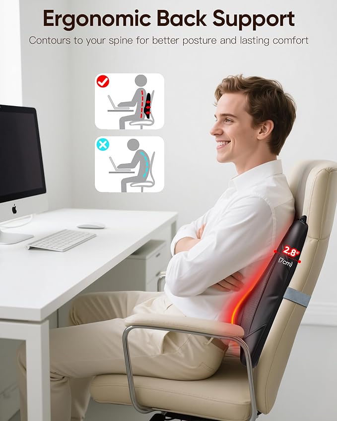 Shiatsu Back Massager with Heat : Up and Down Rolling Massage - Electric Back Massage for Pain Relief Deep Tissue - Lower-Back Massager for Office, Home