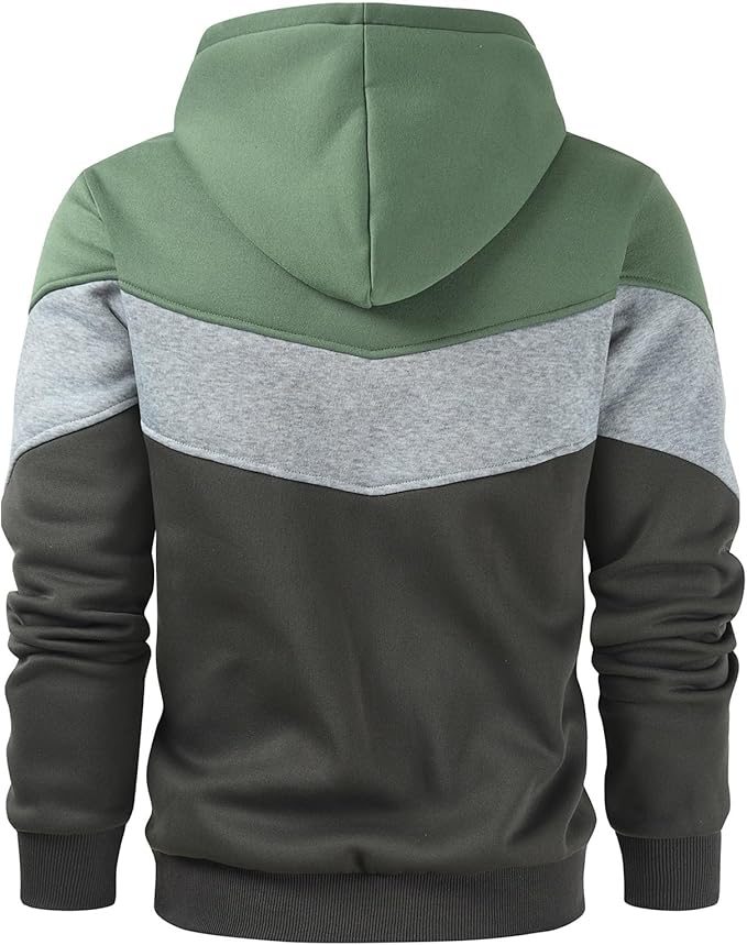 Gesean Men's Novelty Color Block Pullover Fleece Hoodie Long Sleeve Casual Sweatshirt with Pocket