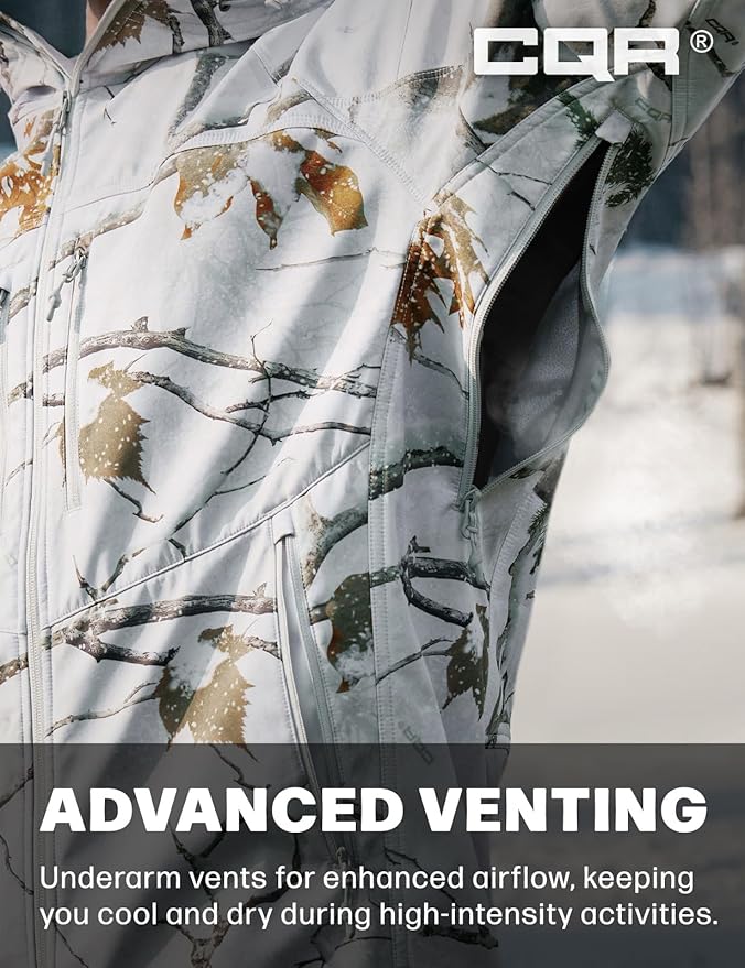 CQR Men's Tactical Softshell Jacket, Winter Warm Fleece Lined Coat, Water Resistant Outdoor Hunting Hiking Rain Windbreaker