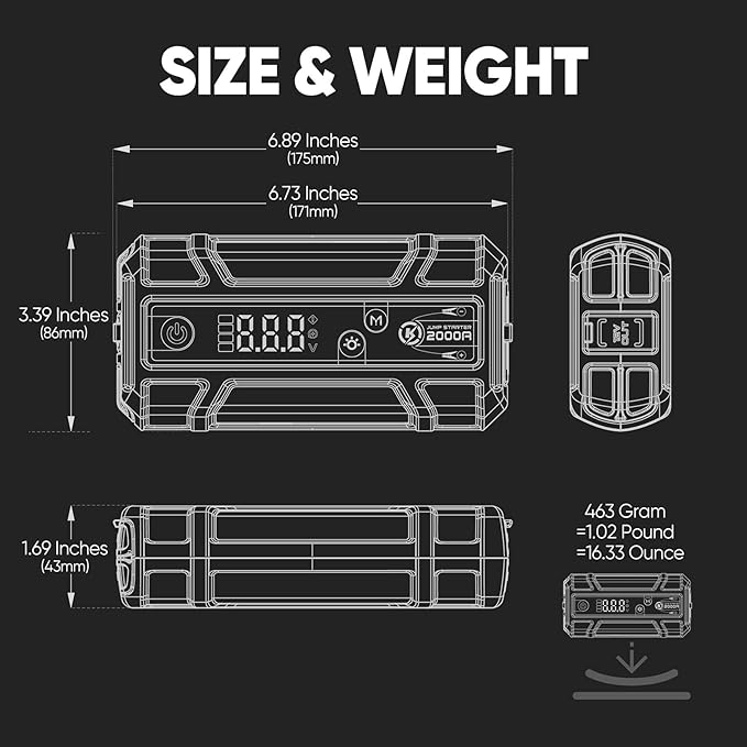 LOKITHOR J400 Portable Jump Starter 2000A, 12V Lithium Battery Booster with ConnectMax Tech, Smart Digital Display, Car Jump Box for Up to 8.0L Gas & 6.0L Diesel Engines