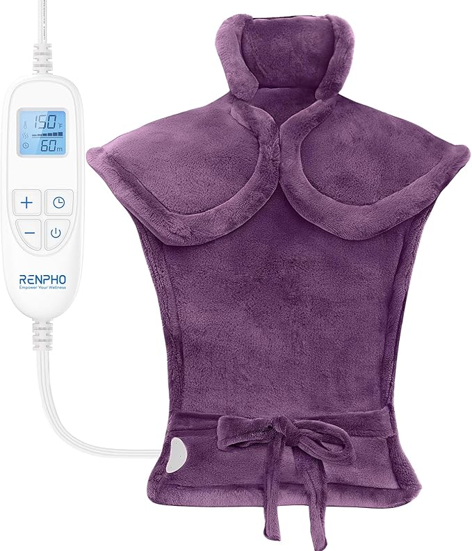 RENPHO Heating Pad for Neck and Shoulders and Back Pain Relief, Valentines Day & Birthday Gifts for Her Him Women Men, FSA Eligible Items, Electric Heat Pad, ETL Certified, 24"x33", Purple