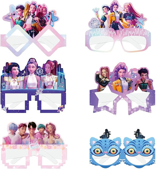 DiXteption 6 Pcs Cute Party Decorations, Cartoon Photography Party Glasses, Perfect for Birthday Parties, Themed Gatherings, Celebrations—capture unforgettable photos to cherish your special day.