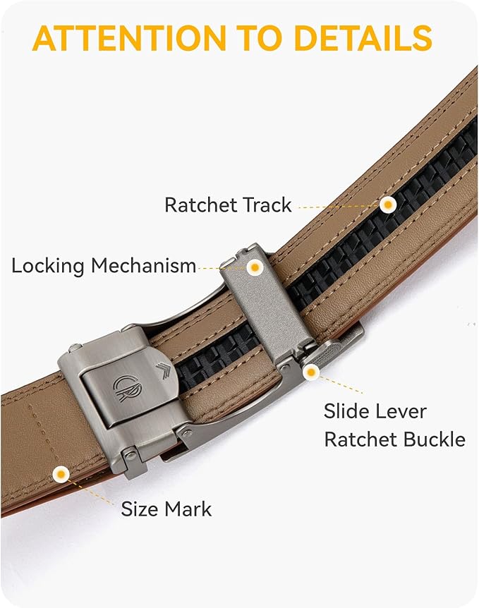 CHAOREN Mens Belt Leather Ratchet Belt - Customizable Fit, Effortless Style (35mm)