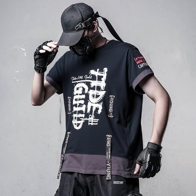 XYXIONGMAO Techwear Shirt Japanese Streetwear Hip Hop Shirts Men Graphic T Alphabet Design Workwear Gothic Hoodie