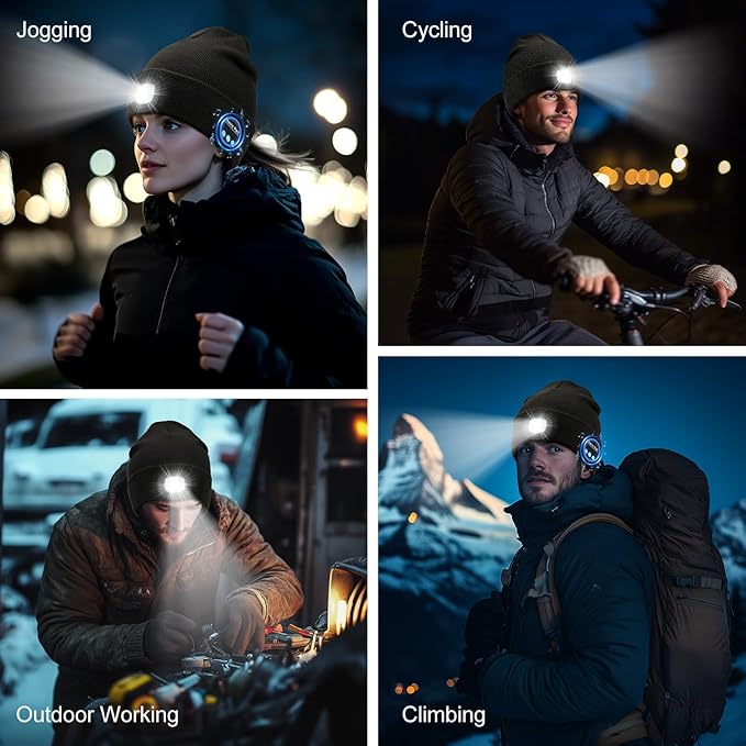 Bluetooth Beanie with Light, Rechargeable Unisex Wireless LED Music Cap, Gifts for Men Women