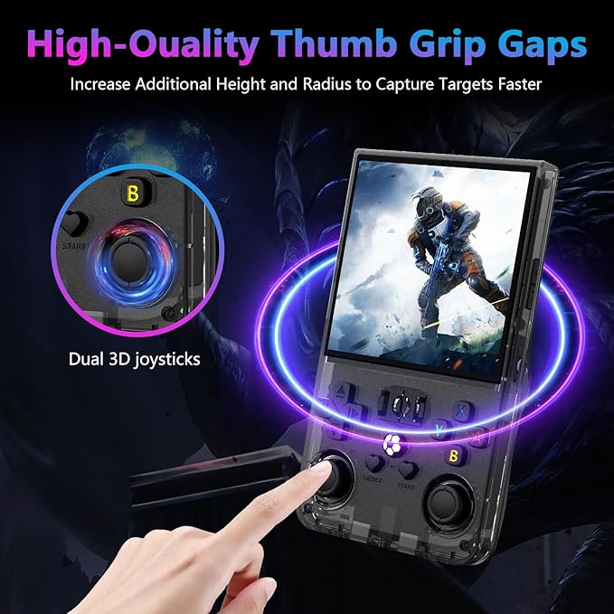 R36MAX Retro Handheld Game Console, 4.0 Inch 720x720 IPS Screen, 128GB Built-in 22000+ Classic Game, Portable Hand Held Open Source Linux System, 4000mAh Battery Retro Gaming Console(Black 128GB)