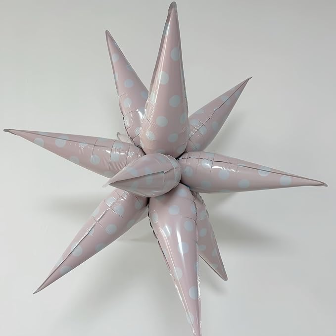 2Pcs Pink Macaron Polka Dot Explosion Pointed Star Foil Balloons/Candy Color Balloon for Christmas, Candyland Party, Baby Shower, Unicorn Birthday, Easter/Rainbow Candy Themed Party Decorations