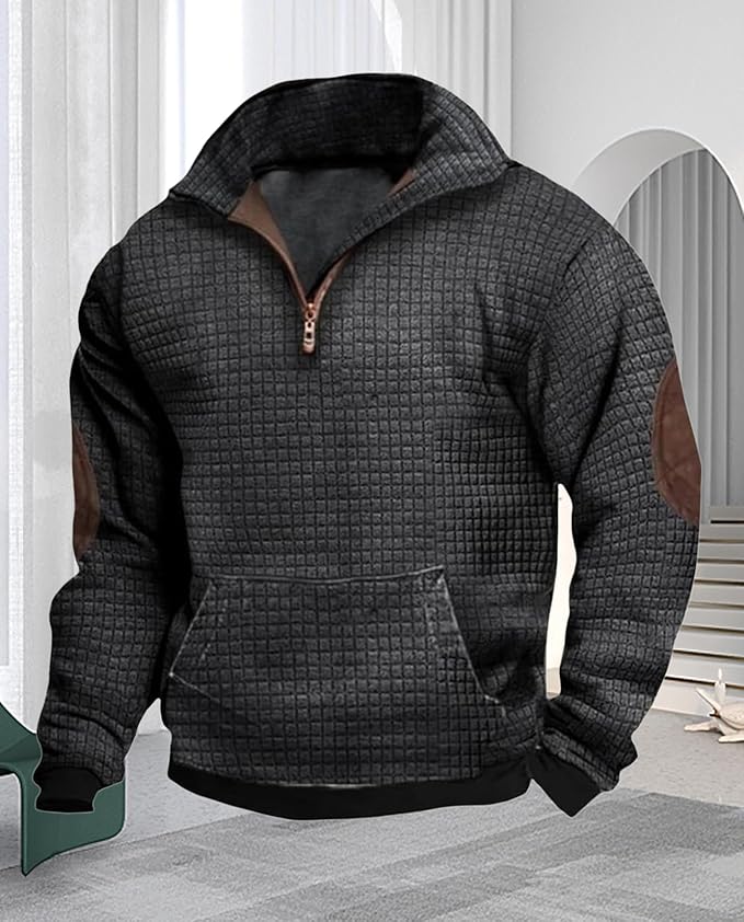 Western Sweatshirts for Men Aztec Retro Pullover Quarter Zip Sweatshirt Mens Stitching Color Fleece Sweatshirt