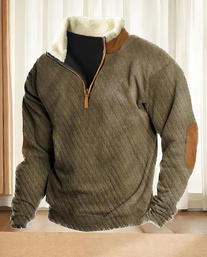 Western Sweatshirts for Men Aztec Retro Pullover Quarter Zip Sweatshirt Mens Stitching Color Fleece Sweatshirt