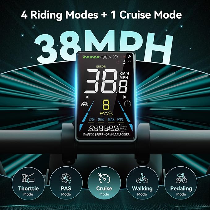 Jasion RetroVolt Pro Electric Bike for Adults, [2000W Peak Motor & 38 MPH & 90-Miles], 52V 20AH Removable Battery, Hydraulic Brakes EBike, 20'' X 4'' Fat Tire Electric Dirt Bike