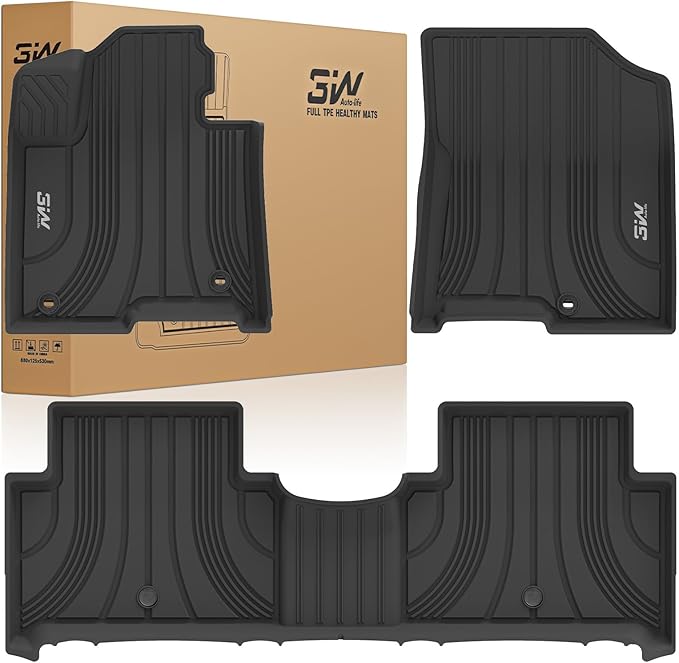 3W Floor Mats for Kia Sorento Hybrid 2025 2024 2023 2022 2021 (Only PHEV&Hybrid) All Weather Protection TPE Anti-Slip Automotive Full Set Floor Liners Custom Accessories - Black