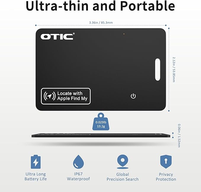 OTIC Wallet Tracker Card –Apple Find My Card Slim 1.7mm Smart Card Wallet Finder Item Locatorfor iPhone, Passport, Luggage, Keys Rechargeable & IP67 Waterproof, 4 Pack