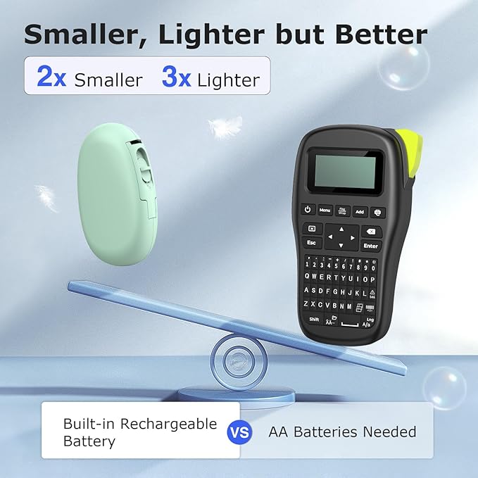 SUPVAN E10 Bluetooth Label Maker Machine with 3 Tapes, Continuous Waterproof Label, Versatile App with 35 Fonts and 1k+ Icons, Inkless Labeler for Home, Kitchen, School, Office Organization, Green