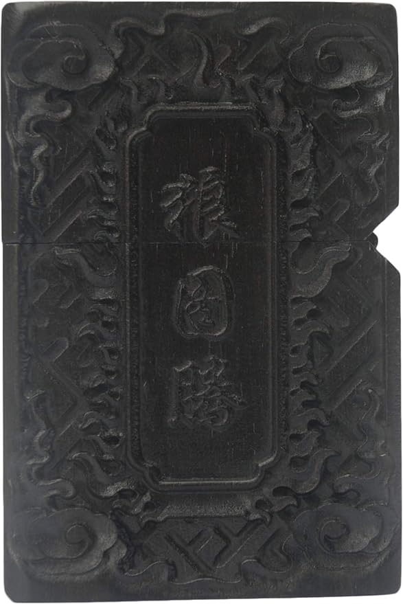 Natural Ebony Black Wood Carved Lighter Shell Box For Zippo Module (Wolf Totem)