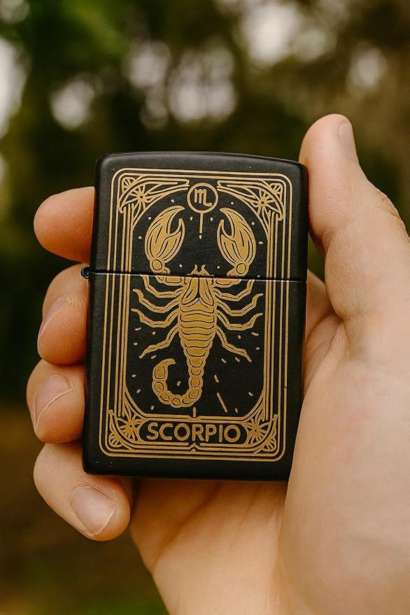 Zippo Lighter - Personalized Custom Message Engraved on Backside Zodiac, Horoscope Signs (Scorpio)