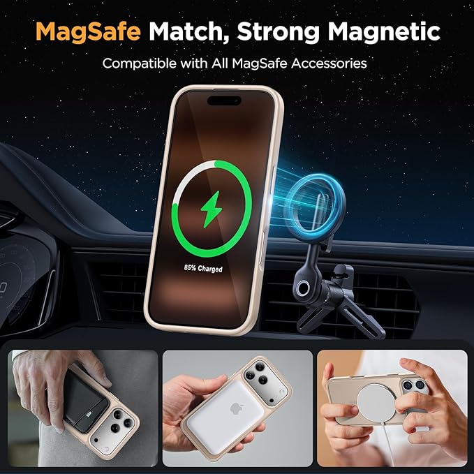 Miracase Magnetic for iPhone 17 Pro Case 6.3" with Screen Protector, [Compatible with MagSafe] Military-Grade Protection, Anti-Fingerprint, Slim Thin Phone Case for 17 Pro Cover, Glod Gold