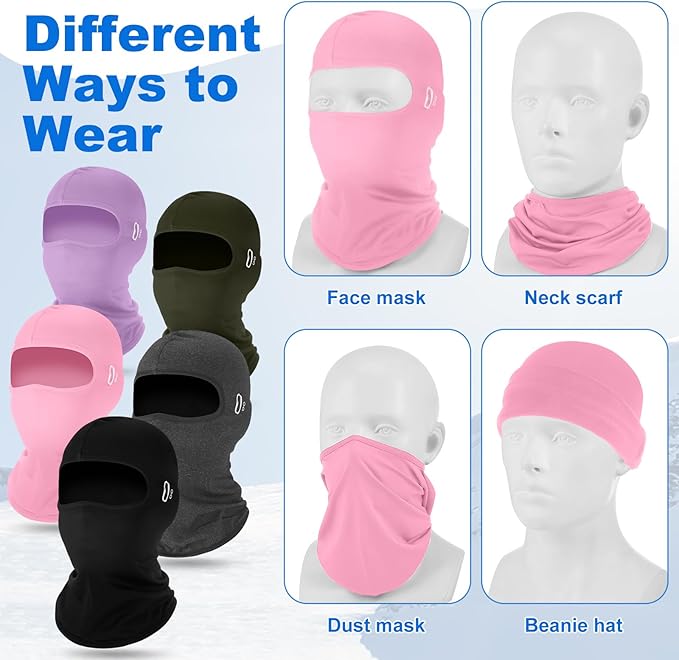 Suhine 5 Pcs Winter Balaclava Ski Mask Windproof Thermal Full Face Mask Cold Weather Balaclava with Reflective Stripe